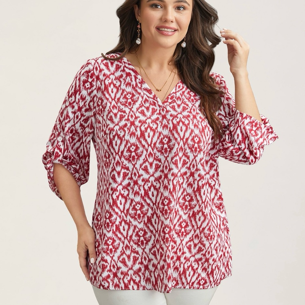 Red Patterned Women's Top
